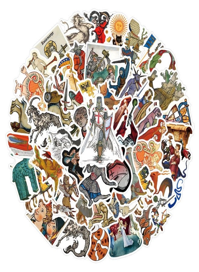 BLCAFEE 62 Pcs Medieval Stickers Graffiti Waterproof Vinyl for Birthday Party Supplies Decoration Favors for Water Bottles Laptop Suitcase Scrapbooking Choice - Image 1